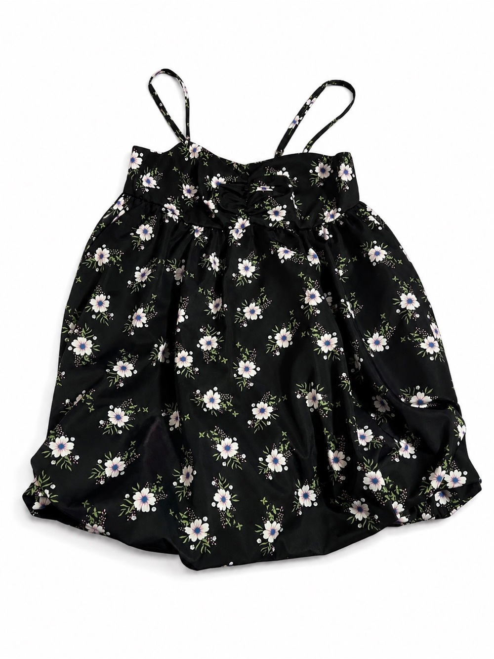 Free People Black Floral Bubble Mini Dress